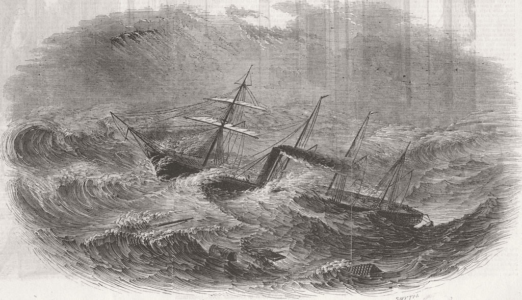 BOATS. Gt West Ship, wind 1846 old antique vintage print picture